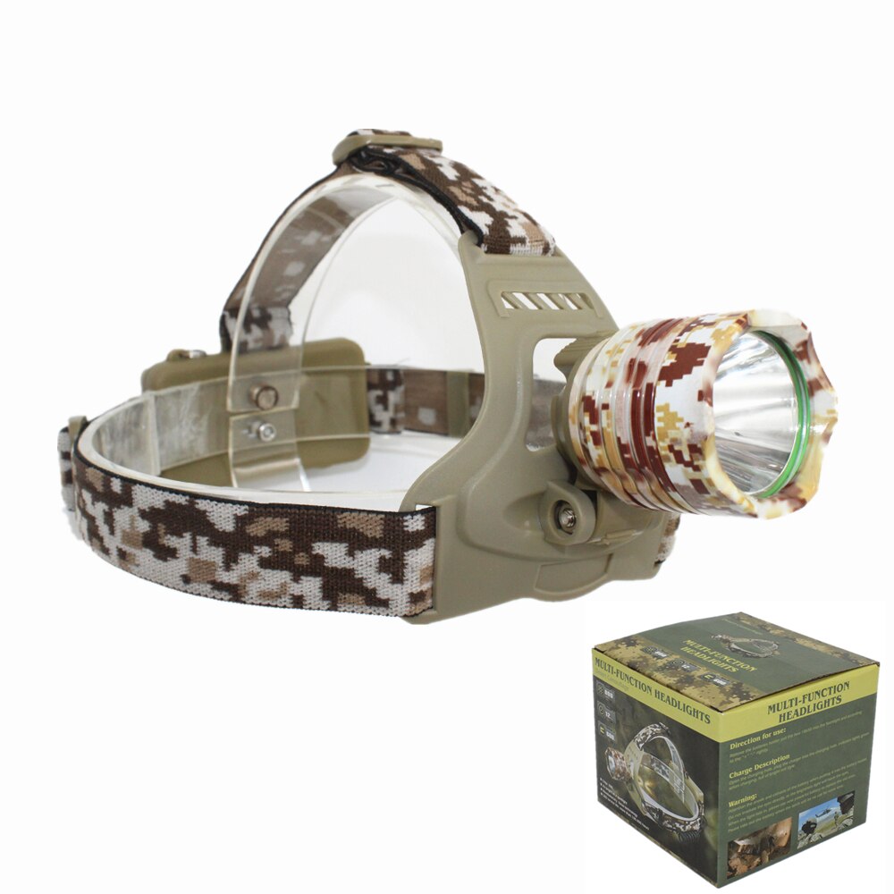 1000LM-XML-T6-LED-Headlamp-Headlight-Camouflage-LED-Head-Lamp-18650-Lantern-Camping-Hiking-Fishing-Light Linterna LED minero camuflada recargable USB - Imagen 1