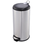 Papelera en acero con pedal 30 litros plateada