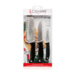 Juego x 3 cuchillos de cocina mango plástico 3 CLAVELES