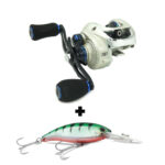 Reel rotativo 1+2 rulemanes bajo perfil Arashi 200 C + señuelo regalo RAPALA