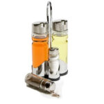 Set x 5 piezas de condimenteros (aceite, sal, vinagre, pimienta) SELECTA