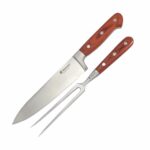 Juego cuchillo y trinche mango madera VENADO