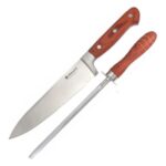 Juego cuchillo y chaira mango madera VENADO
