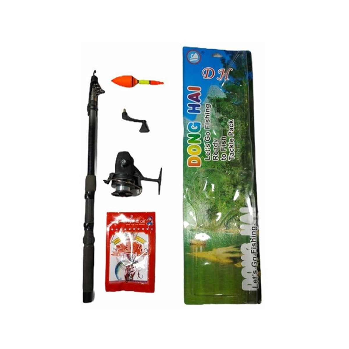 set caña niños Kit combo de pesca para niños: Caña + Reel + Anzuelos - Imagen 1