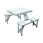 Mesa plegable tipo valija con 4 bancos incorporados
