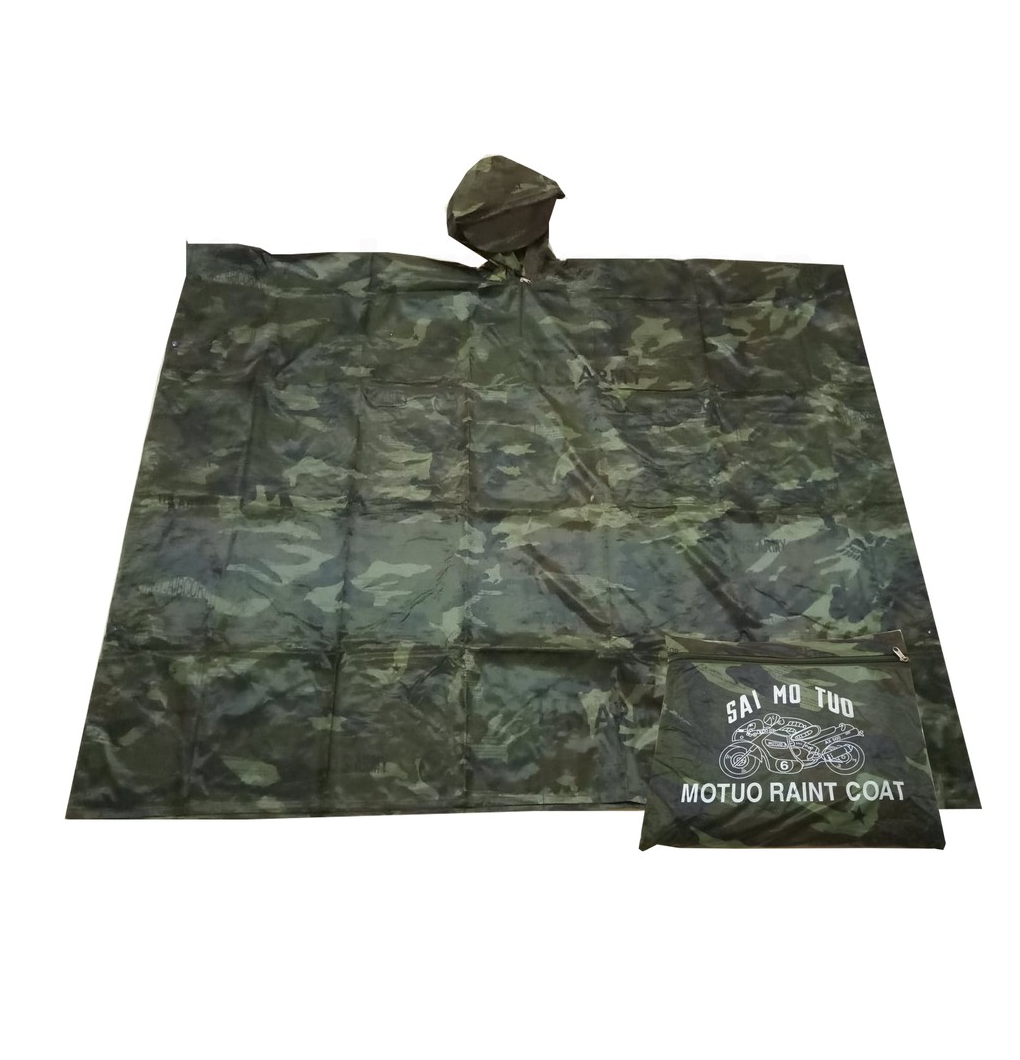 poncho camo Poncho con capucha camuflado + sobre para guardar - Imagen 1