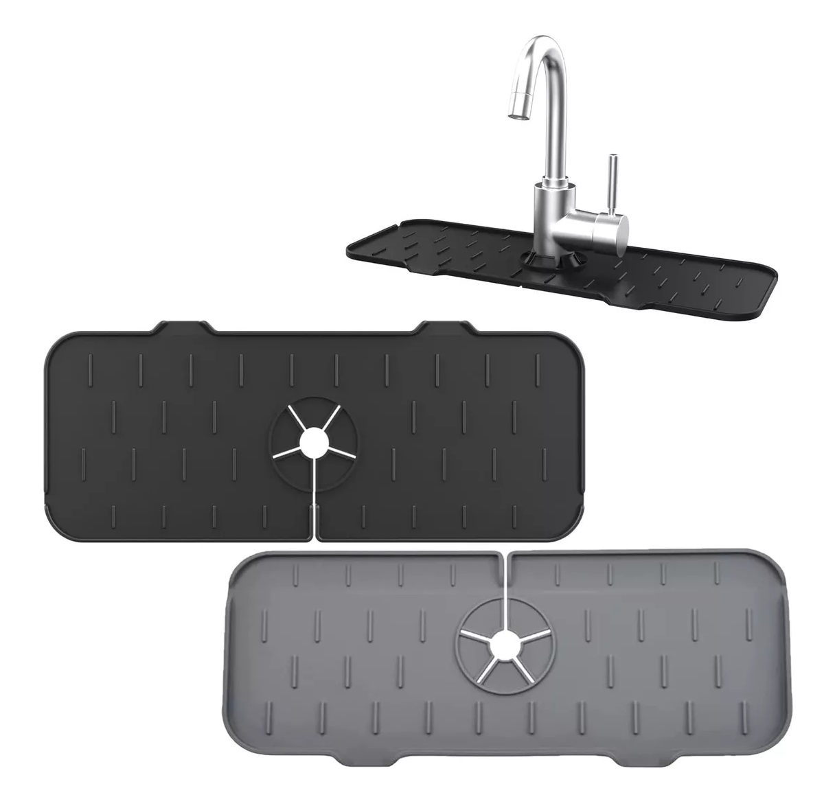 Escurridor silicona pileta gris y negrojpg Escurridor de silicona para pileta (Negro o Gris) - Imagen 1