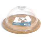 Quesera en madera de bamboo con tapa de acrilico