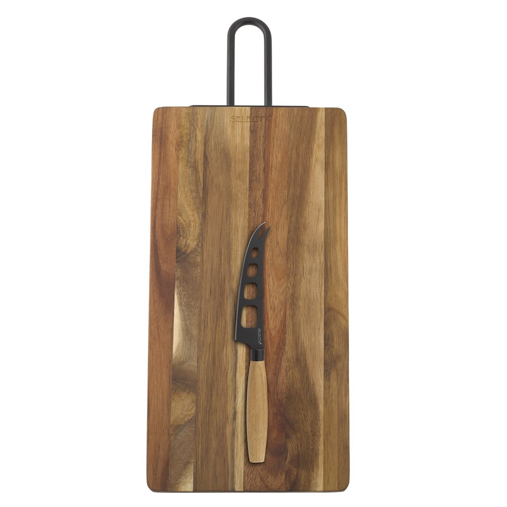 Tabla con cuchillo Set de tabla madera de acacia + cuchilla para queso - Imagen 1