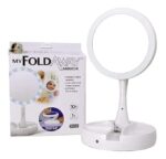 Espejo plástico plegable con luz LED y aumento