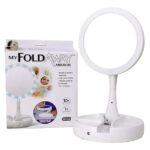 Espejo plástico plegable con luz LED y aumento
