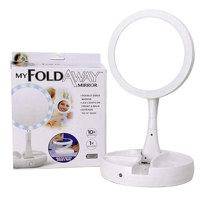 espejo aaaa Espejo plástico plegable con luz LED y aumento - Imagen 1