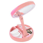Espejo plástico plegable con luz LED y aumento - Imagen 2