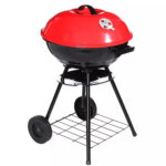 Parrilla barbacoa a carbón con tapa y ruedas