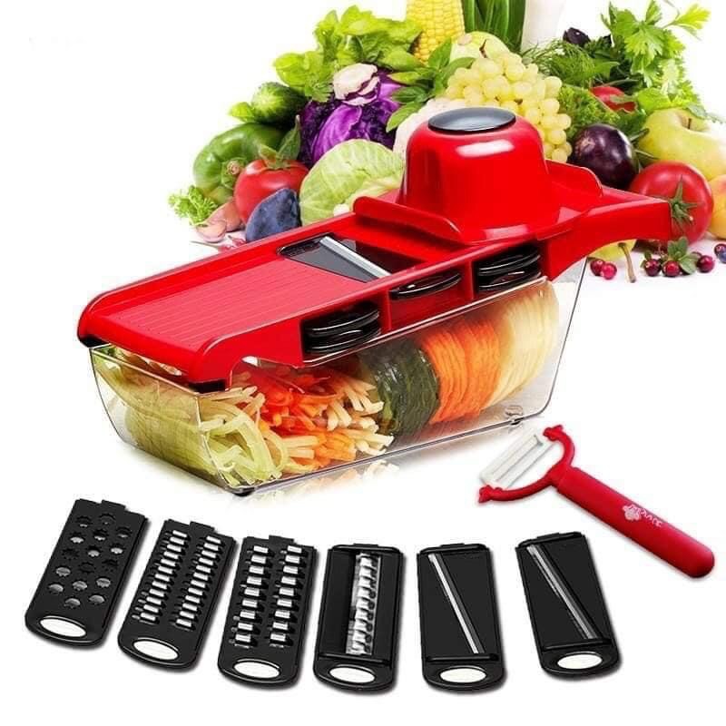 490815f1ddb7b72db50e3b205bc7f7c3 Mandolina / Rallador y rebanador de vegetales diferentes cuchillas - Imagen 1