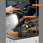 Linterna LED minero 180° con lupa recargable USB - Imagen 7