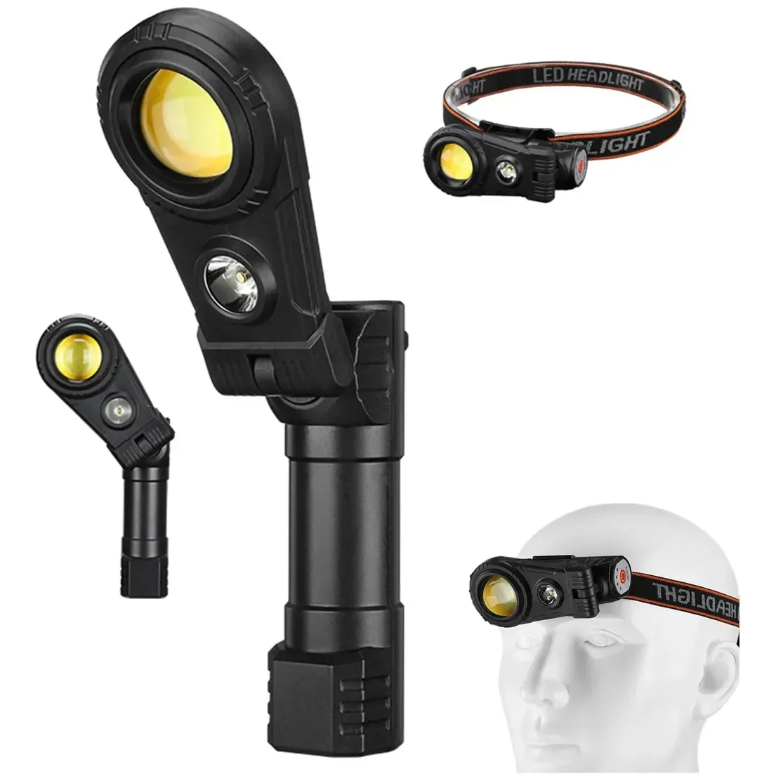 D_NQ_NP_2X_926814-MLU87198139632_072025-F Linterna LED minero 180° con lupa recargable USB - Imagen 1