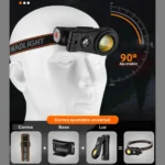 Linterna LED minero 180° con lupa recargable USB - Imagen 9