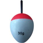 Boya de pesca de flote 30 gramos blanca/roja
