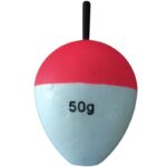 Boya de pesca de flote 50 gramos blanca/roja