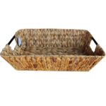 Canasto rectangular 61 x 42 x 16 cm en jacinto de agua con asas