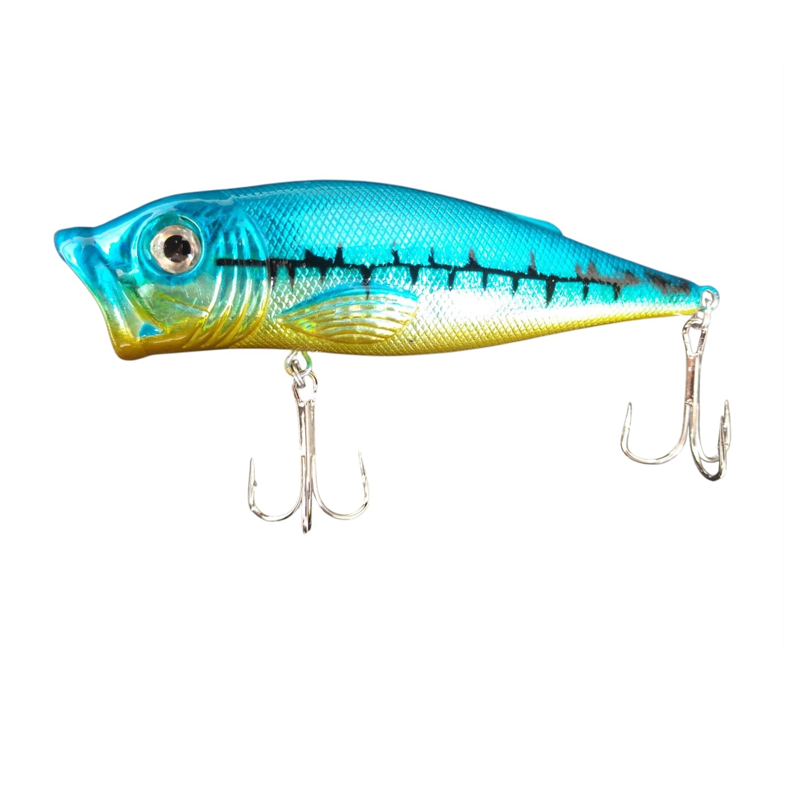 Señuelo 074 turquesa con amarillo tipo pop 3 Señuelo de pesca de superficie tipo pop 2 robadores - Imagen 1