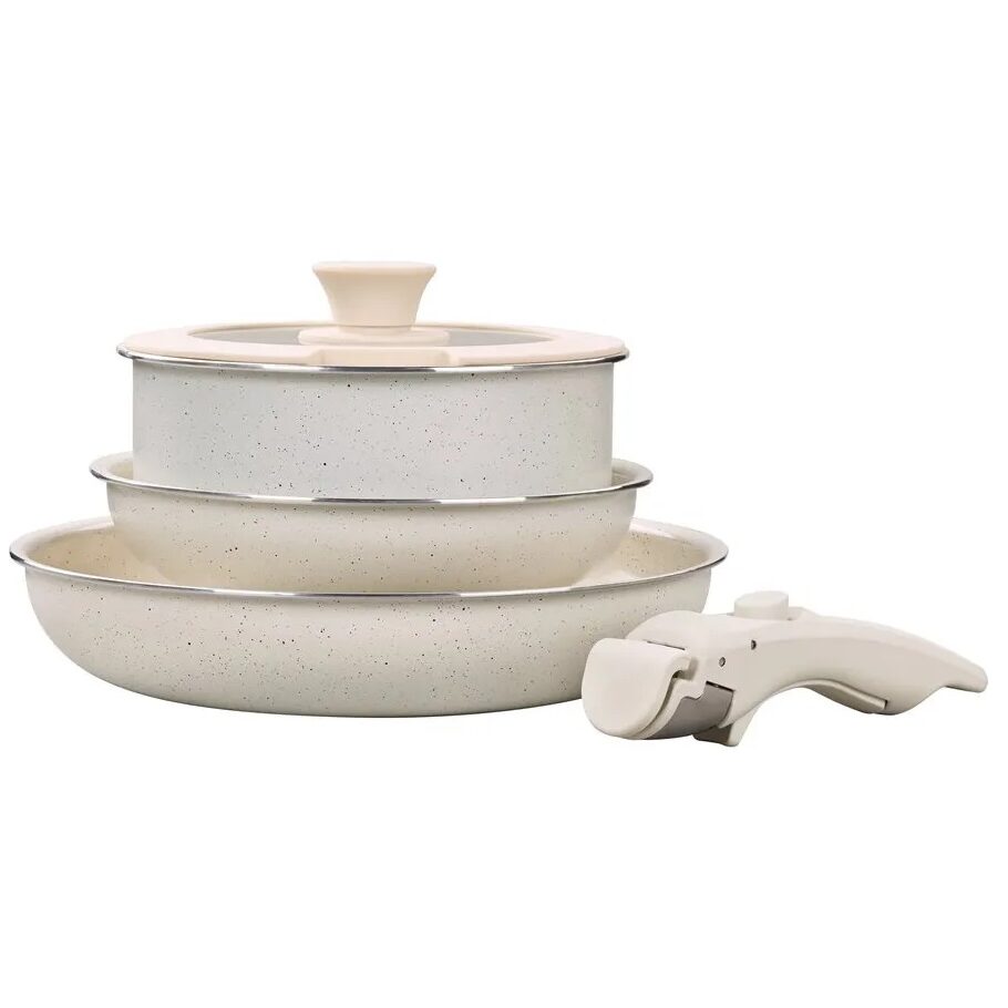 Juego de bateria con mango desmontable beige SELECTA 2 Juego x 5 piezas de ollas batería de cocina Beige SELECTA - Imagen 1