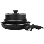 Juego x 5 piezas de ollas batería de cocina Negro SELECTA
