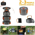 Set de olla, sartén, caldera y cubiertos para camping - Imagen 2