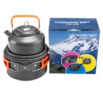 Set de olla, sartén, caldera y cubiertos para camping - Imagen 5