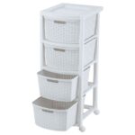 Cajonero de rattan 4 niveles color blanco RIMAX