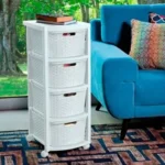Cajonero de rattan 4 niveles color blanco RIMAX - Imagen 3