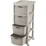 Cajonero de rattan 4 niveles color taupe RIMAX