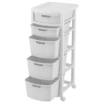 Cajonero de rattan 5 niveles color blanco RIMAX