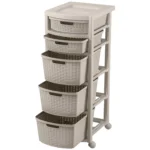 Cajonero de rattan 5 niveles color taupe RIMAX