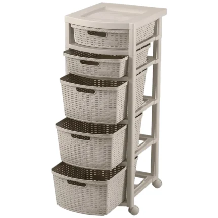 Cajonero de rattan 5 niveles color taupe RIMAX