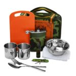 Set de vajilla de acero 2 personas con bolso picnic