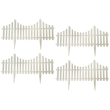 Set x 4 cercos plástico PVC con estaca BLANCO